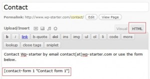 Add the contact form code to the page