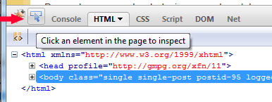 Click to inspect element using Firebug