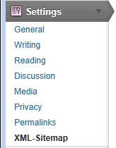 Wordpress Settings menu