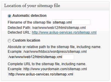 Sitemap files location